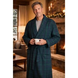 Vintage Pendleton Sir Pendleton Wool Robe Men’s Large Green Plaid Belted USA